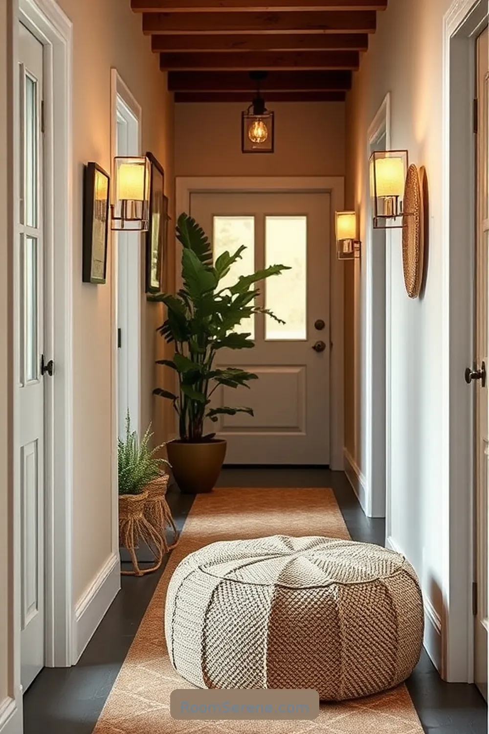 22 Ways to Create Comfort and Coziness in Your Hallway Using Natural Fibers 18 Make a Statement With a Jute Pouf for 22 Ways to Create Comfort and Coziness in Your Hallway Using Natural Fibers