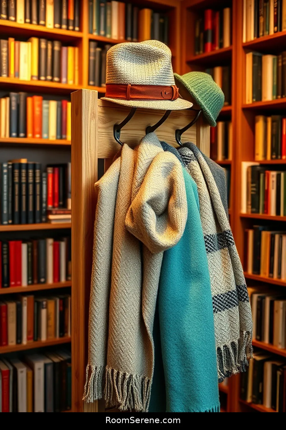 22 Ways to Create Comfort and Coziness in Your Library Using Recycled Wood 19 Rustic Wood Coat Rack for 22 Ways to Create Comfort and Coziness in Your Library Using Recycled Wood