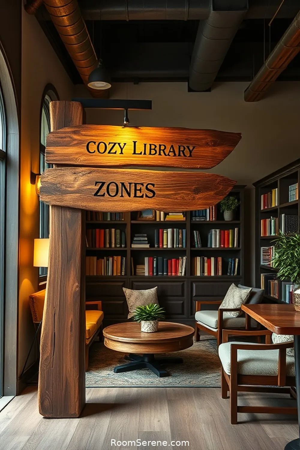 22 Ways to Create Comfort and Coziness in Your Library Using Recycled Wood 23 Upcycled Wood Signage for Library Zones for 22 Ways to Create Comfort and Coziness in Your Library Using Recycled Wood
