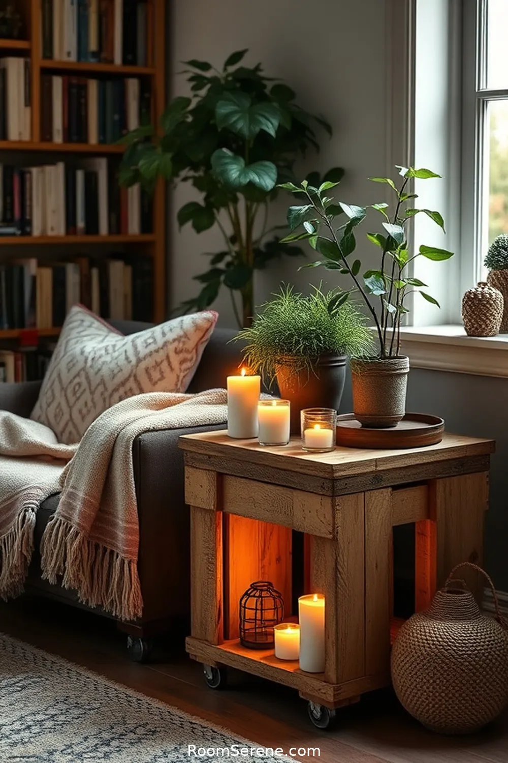 22 Ways to Create Comfort and Coziness in Your Library Using Recycled Wood 10 Wood Pallet Side Tables for 22 Ways to Create Comfort and Coziness in Your Library Using Recycled Wood