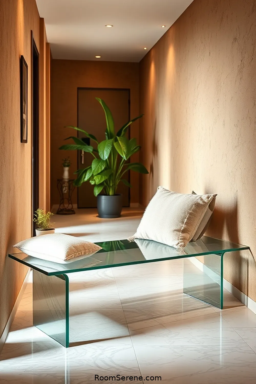 22 Ways to Enhance Comfort and Coziness in Your Hallway Using Glass 21 Choose a Glass Bench for Seating for 22 Ways to Enhance Comfort and Coziness in Your Hallway Using Glass