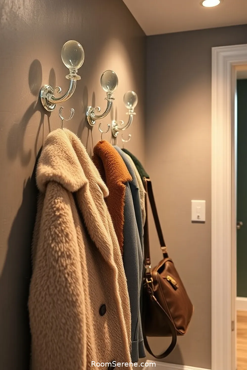 22 Ways to Enhance Comfort and Coziness in Your Hallway Using Glass 20 Utilize Glass Hooks for Coats and Bags for 22 Ways to Enhance Comfort and Coziness in Your Hallway Using Glass