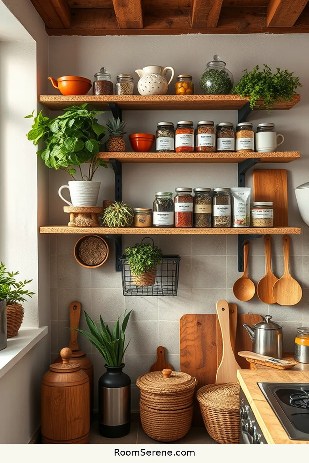 23 Creative Ways to Use Cork in Kitchen Workspace Design 12 Cork Shelving for a Natural Look for 23 Creative Ways to Use Cork in Kitchen Workspace Design