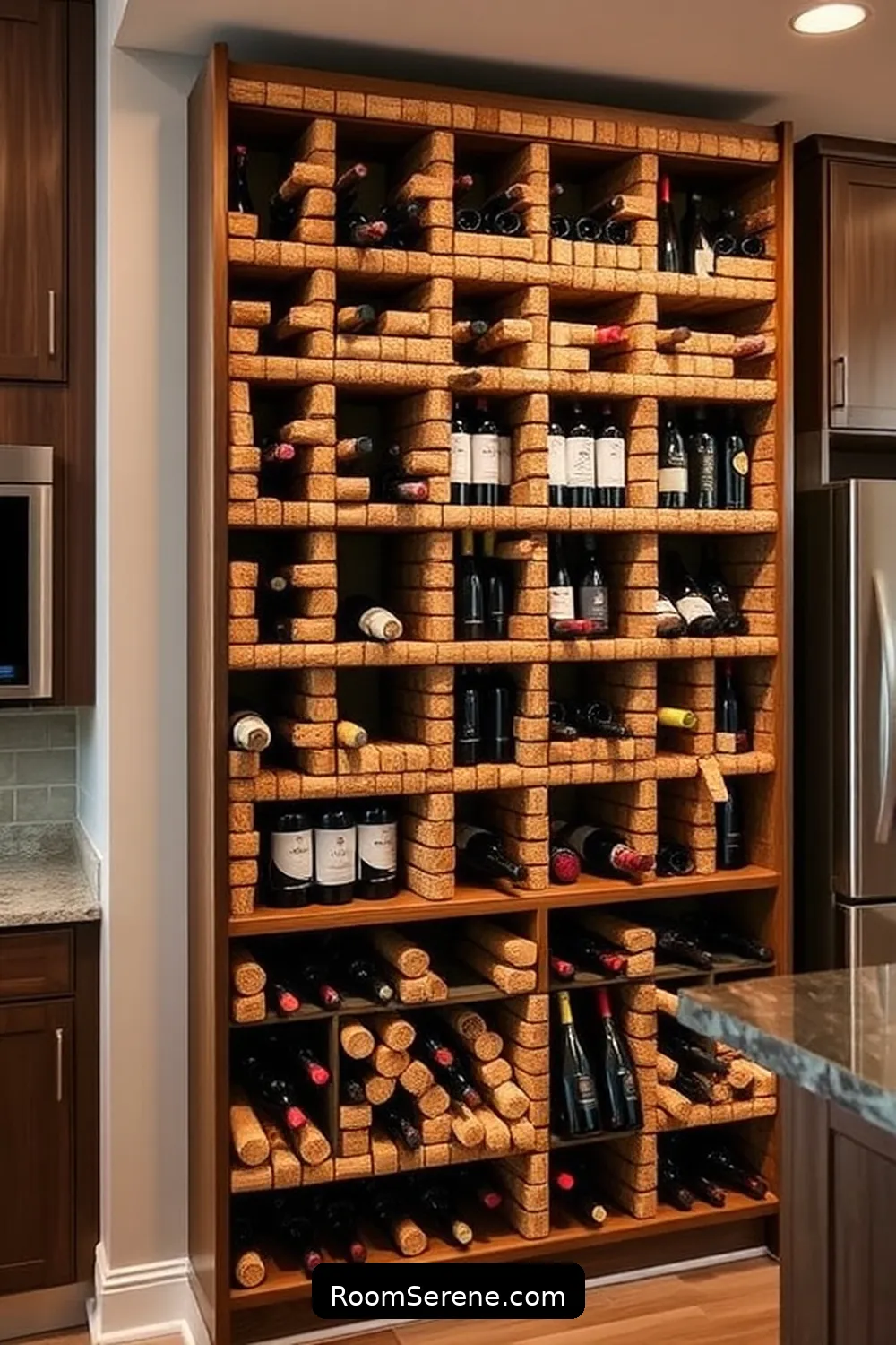 23 Creative Ways to Use Cork in Kitchen Workspace Design 16 Cork Wine Racks for a Chic Display for 23 Creative Ways to Use Cork in Kitchen Workspace Design