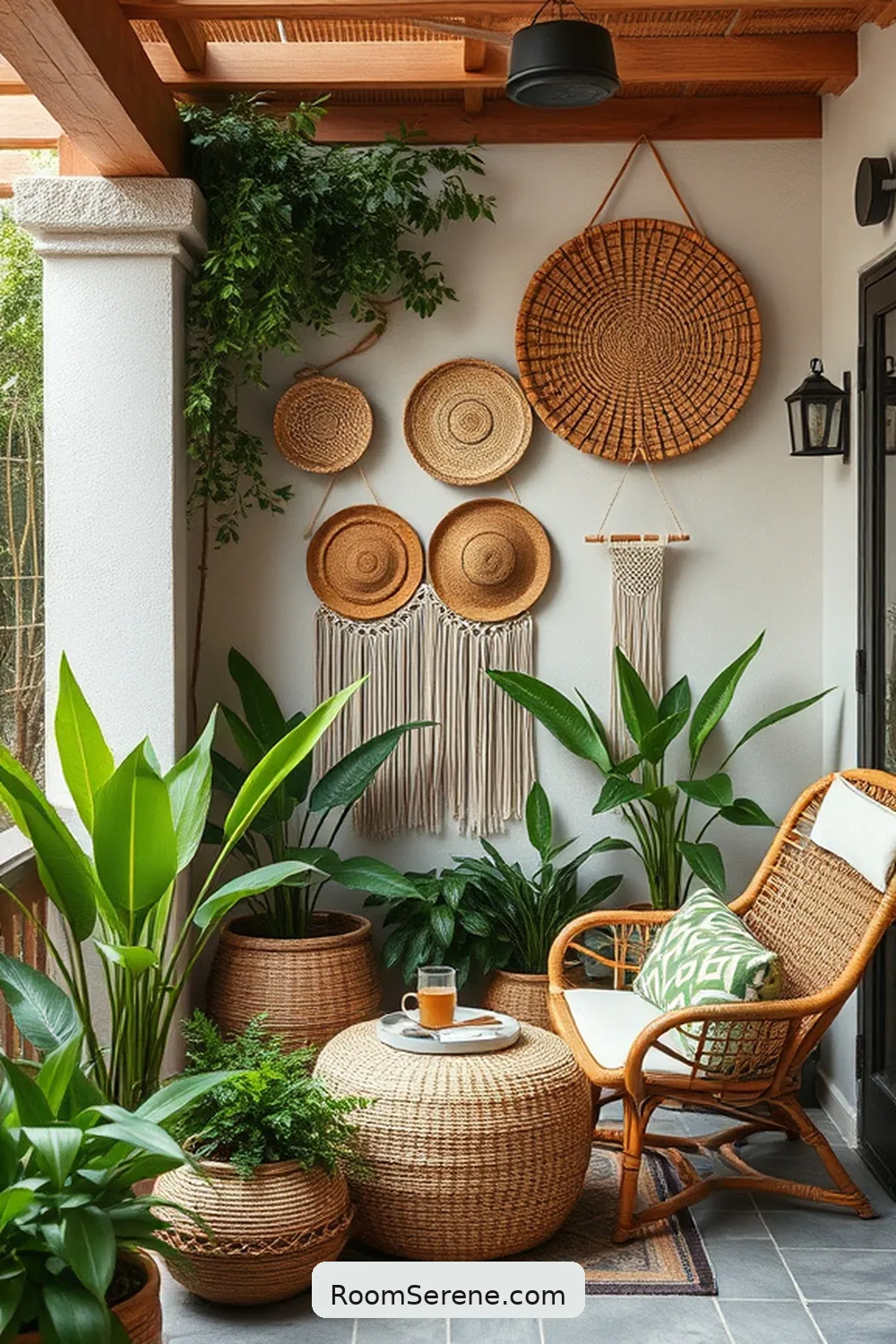 Implement Natural Fiber Wall Art for Style for 23 Tips for Organizing Your Outdoor Patio Using Natural Fibers
