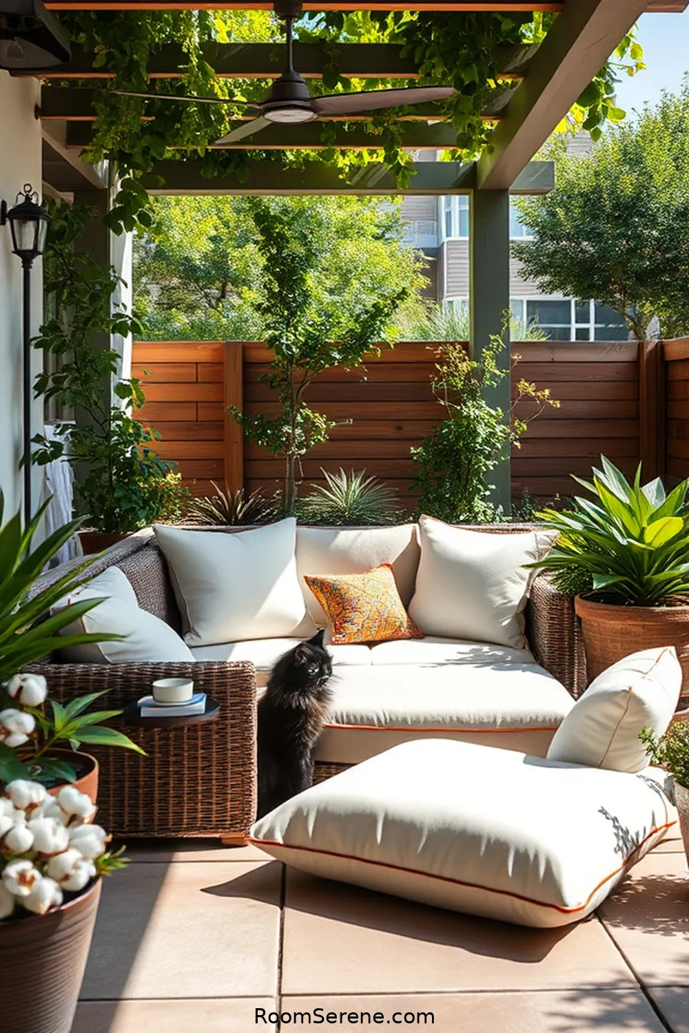 Incorporate Cotton Cushions for Comfort for 23 Tips for Organizing Your Outdoor Patio Using Natural Fibers