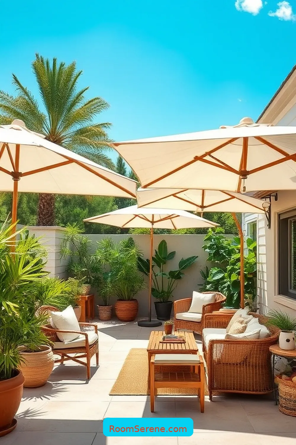 Integrate Organic Cotton Umbrellas for Shade for 23 Tips for Organizing Your Outdoor Patio Using Natural Fibers