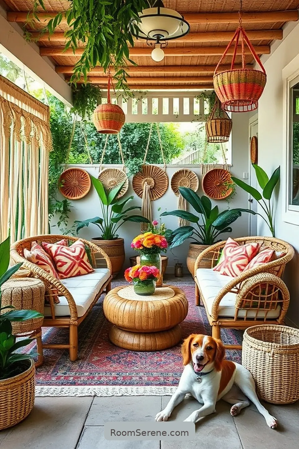 Mix and Match Materials for a Boho Vibe for 23 Tips for Organizing Your Outdoor Patio Using Natural Fibers