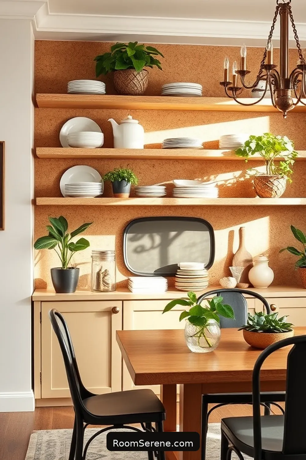 23 Ways to Achieve Comfort and Coziness in Your Dining Room Using Cork 17 Cork Shelving for Functional Storage for 23 Ways to Achieve Comfort and Coziness in Your Dining Room Using Cork