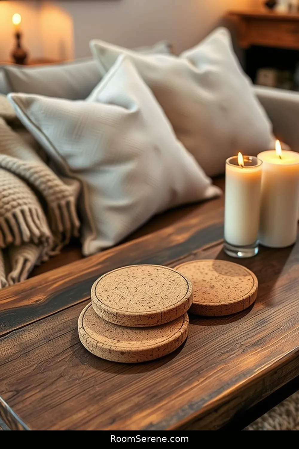 Cork Coasters to Protect Your Surfaces for 23 Ways to Add Comfort and Coziness to Your Living Room Using Cork