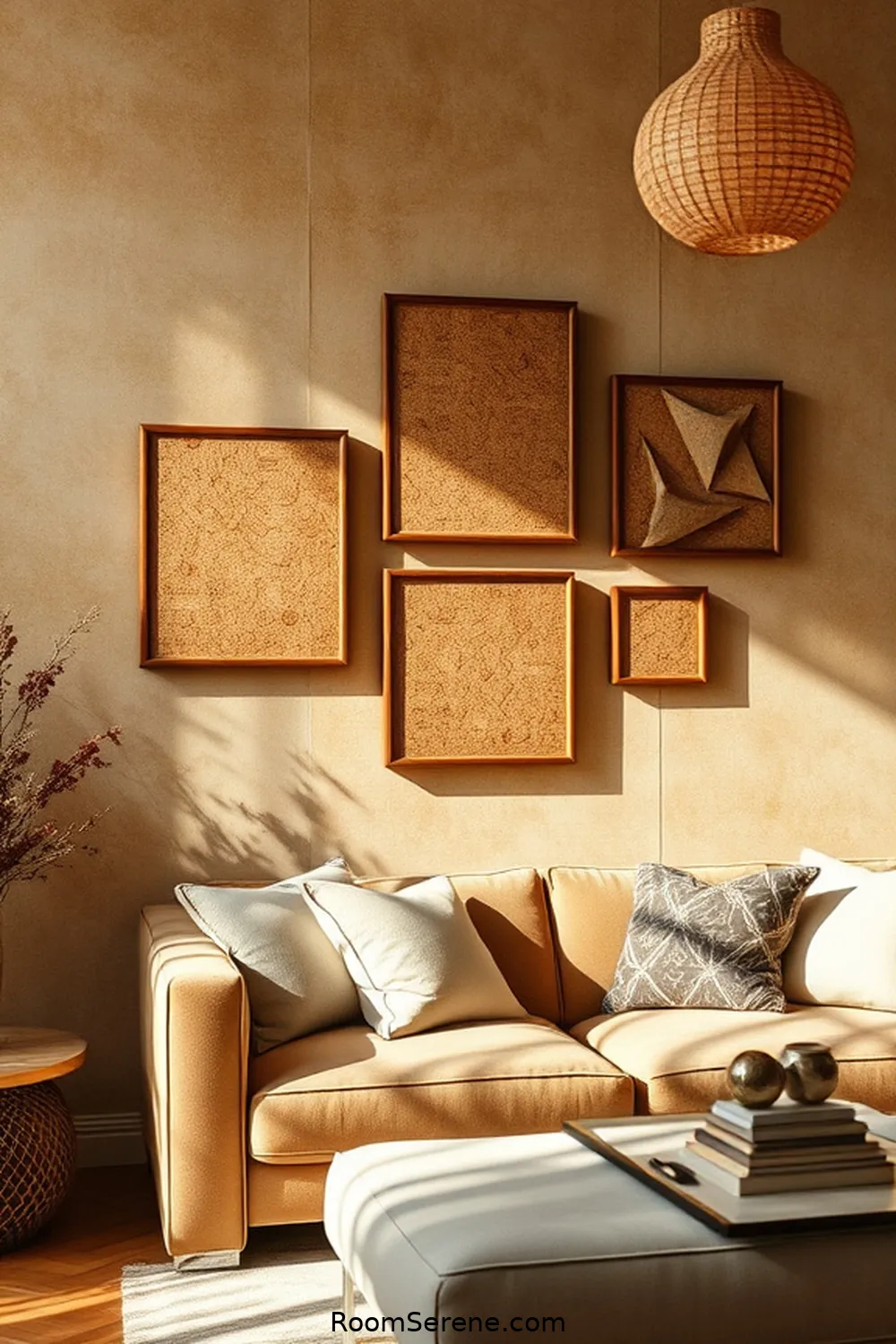 Cork Wall Art for a Natural Touch for 23 Ways to Add Comfort and Coziness to Your Living Room Using Cork