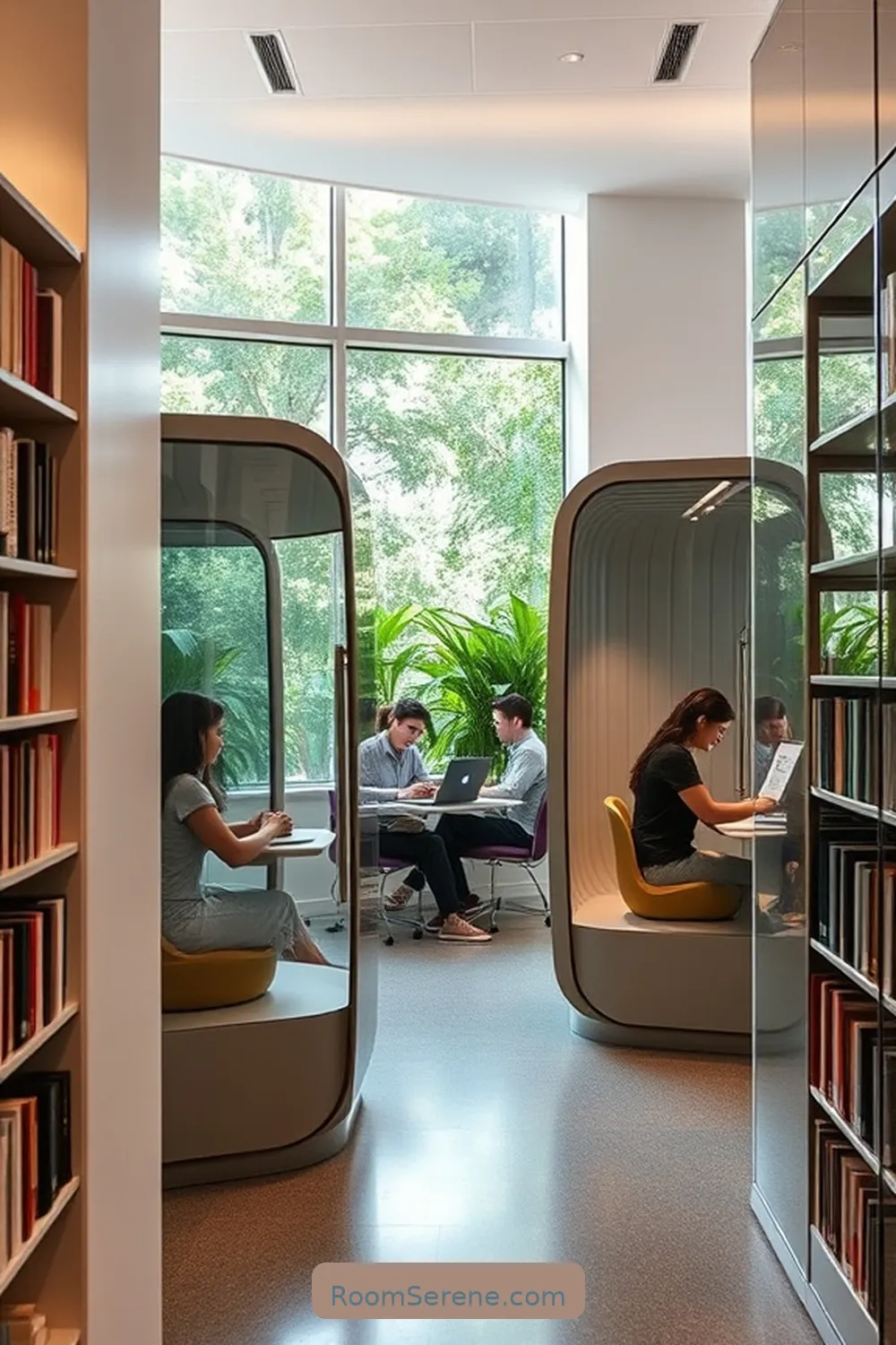 23 Ways to Transform Library Organization Using Glass 8 Glass Study Pods for Quiet Workspaces for 23 Ways to Transform Library Organization Using Glass