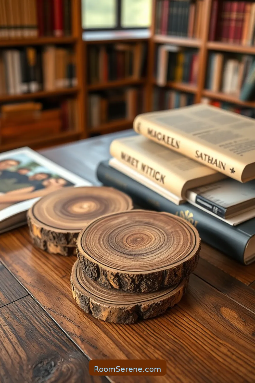 24 Creative Library Organization Ideas Using Recycled Wood 22 Rustic Wood Coasters for Library Tables for 24 Creative Library Organization Ideas Using Recycled Wood
