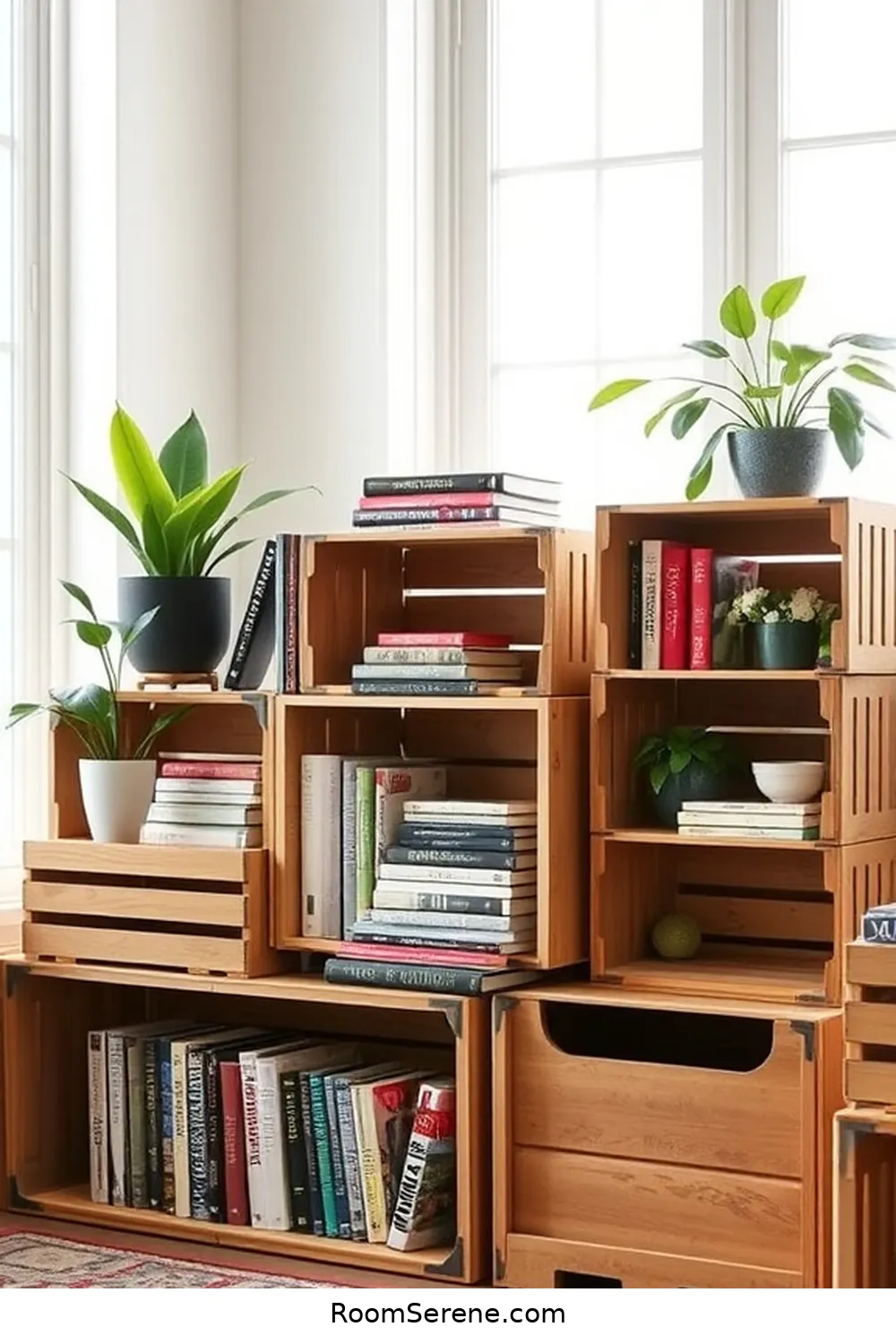 24 Creative Library Organization Ideas Using Recycled Wood 4 Upcycled Wooden Crates for Storage for 24 Creative Library Organization Ideas Using Recycled Wood