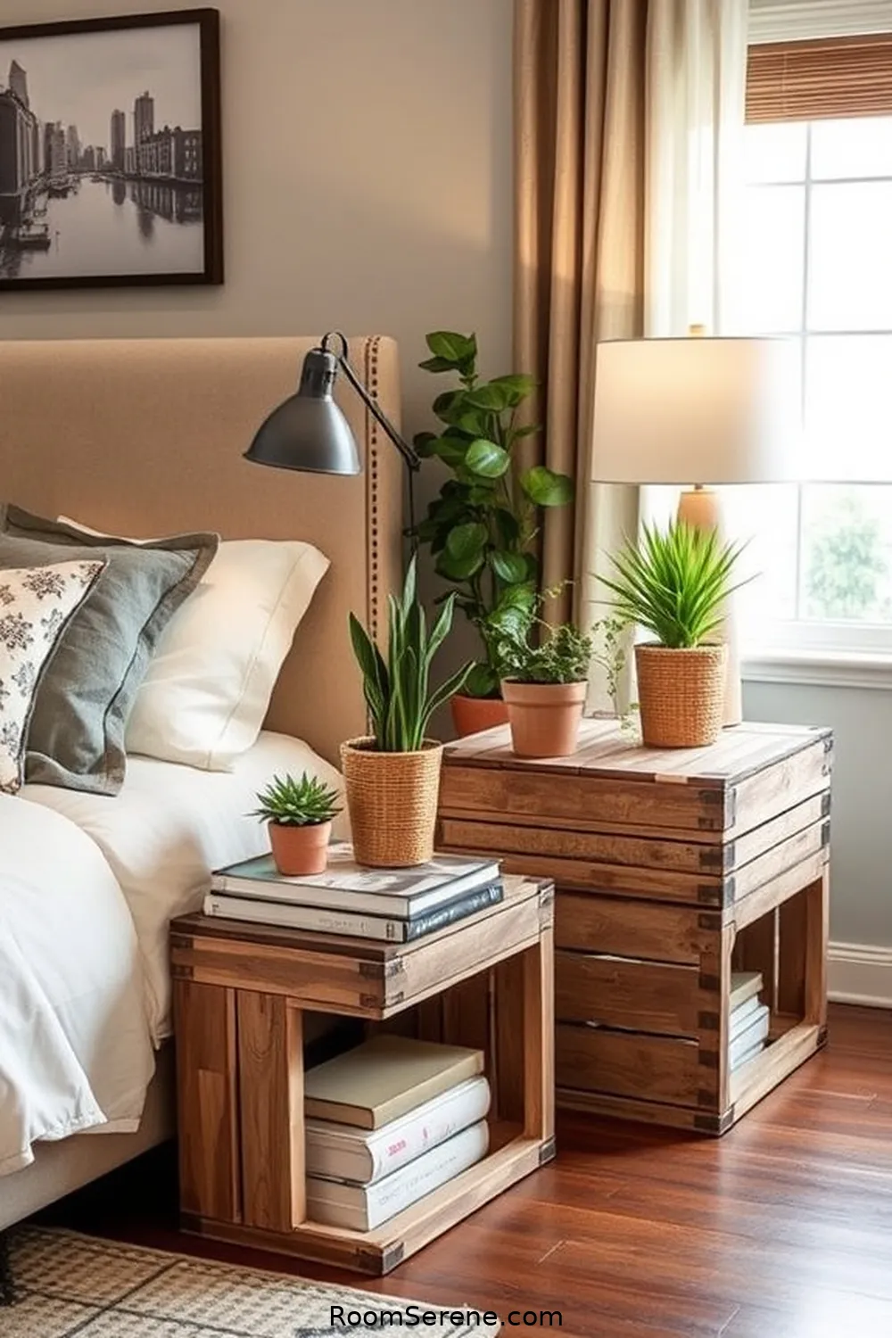 24 Creative Storage Solutions for Your Bedroom Using Recycled Wood 4 Rustic Wooden Crates as Nightstands for 24 Creative Storage Solutions for Your Bedroom Using Recycled Wood