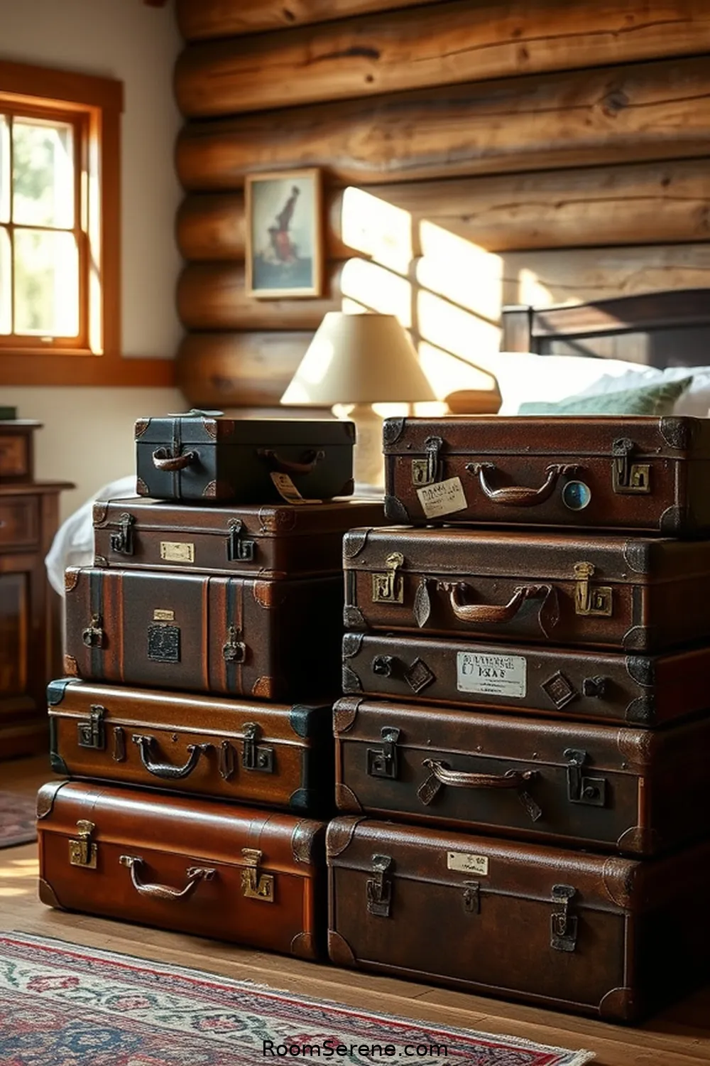 24 Creative Storage Solutions for Your Bedroom Using Recycled Wood 7 Vintage Suitcase Storage Stack for 24 Creative Storage Solutions for Your Bedroom Using Recycled Wood