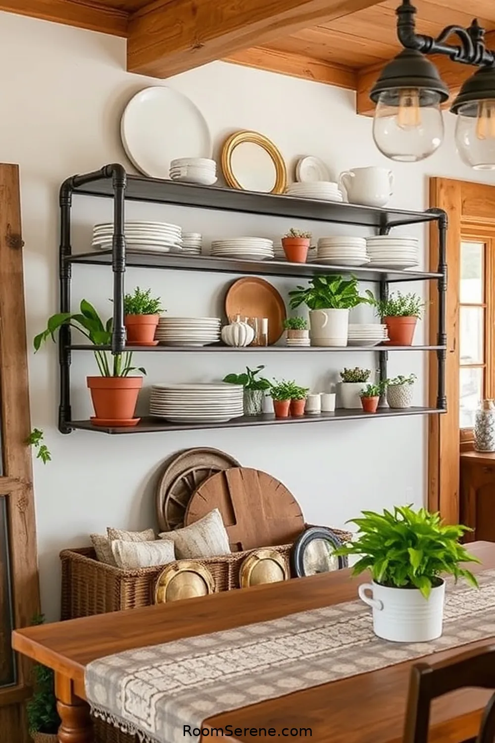 Recycled Metal Pipe Shelving for 24 Creative Storage Solutions for Your Dining Room Using Reclaimed Materials