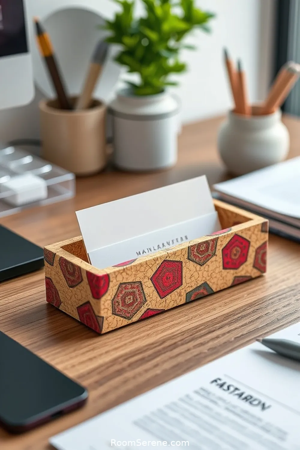 24 Creative Ways for Home Office Organization Using Cork 20 Cork Business Card Holder for 24 Creative Ways for Home Office Organization Using Cork