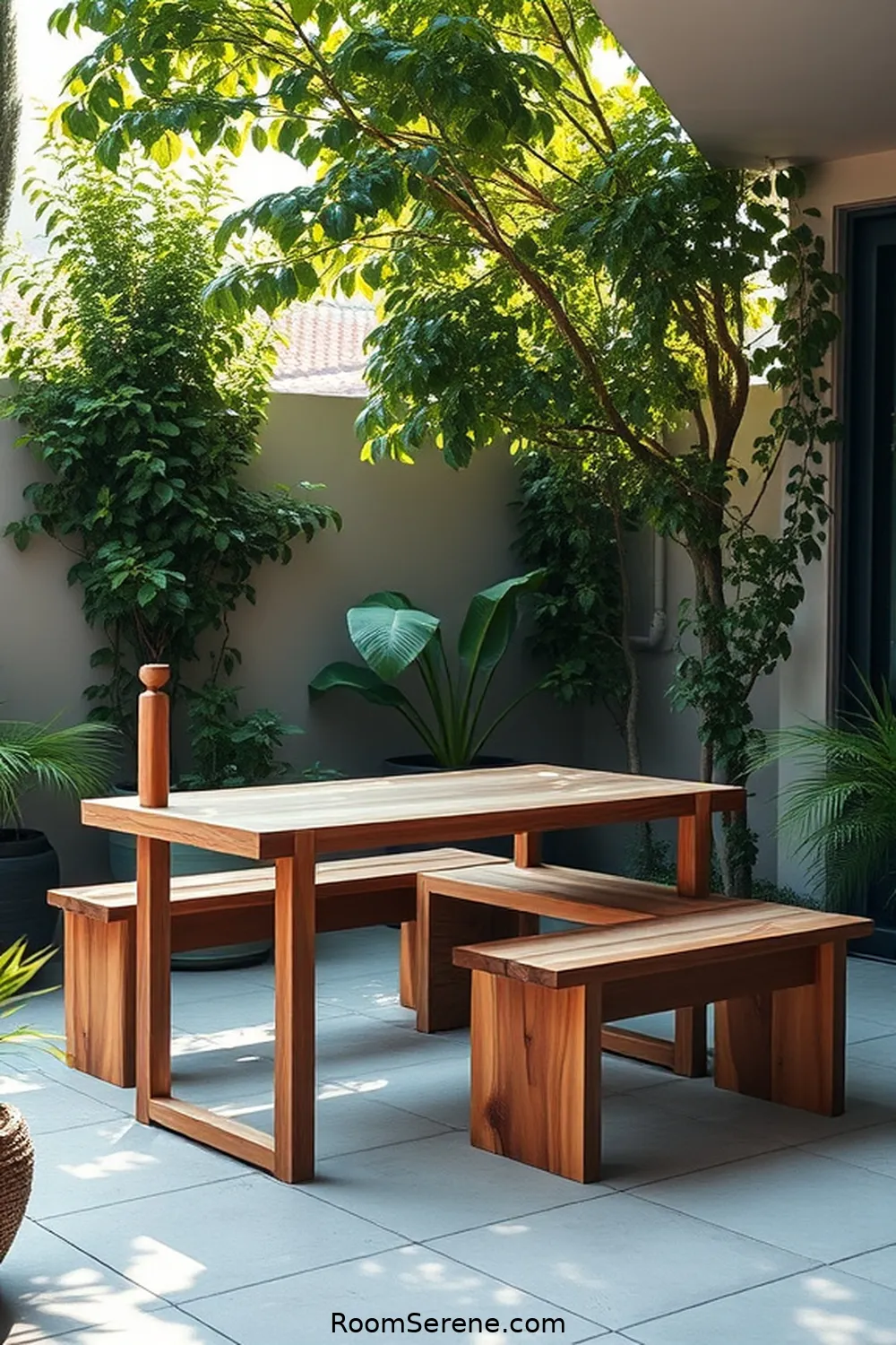 24 Inspiring Outdoor Patio Workspace Designs Using Recycled Wood 7 Minimalist Recycled Wood Bench and Desk Combo for 24 Inspiring Outdoor Patio Workspace Designs Using Recycled Wood