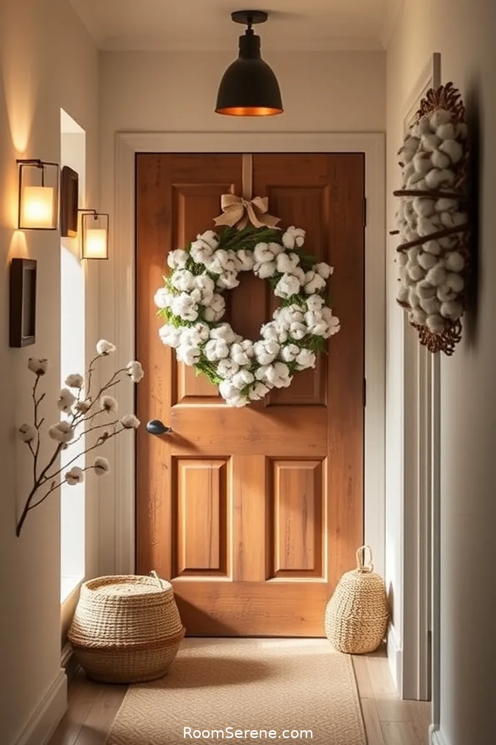24 Tips for Creating Comfort and Coziness in Your Hallway Using Organic Cotton 19 Add Organic Cotton Wreaths for Seasonal Decor for 24 Tips for Creating Comfort and Coziness in Your Hallway Using Organic Cotton