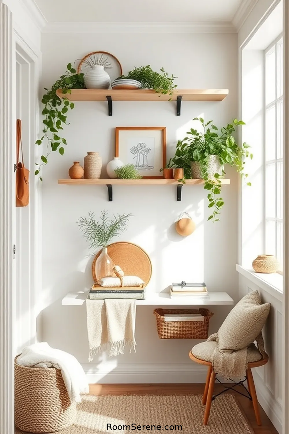 24 Tips for Creating Comfort and Coziness in Your Hallway Using Organic Cotton 15 Incorporate Organic Cotton Wall Shelves for Display for 24 Tips for Creating Comfort and Coziness in Your Hallway Using Organic Cotton