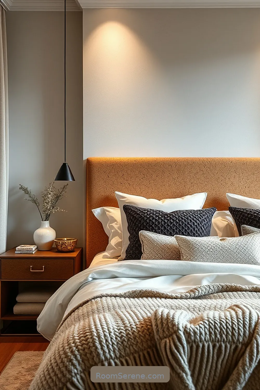 24 Ways to Achieve Bedroom Comfort and Coziness Using Cork 5 Cork Headboard for a Unique Focal Point for 24 Ways to Achieve Bedroom Comfort and Coziness Using Cork