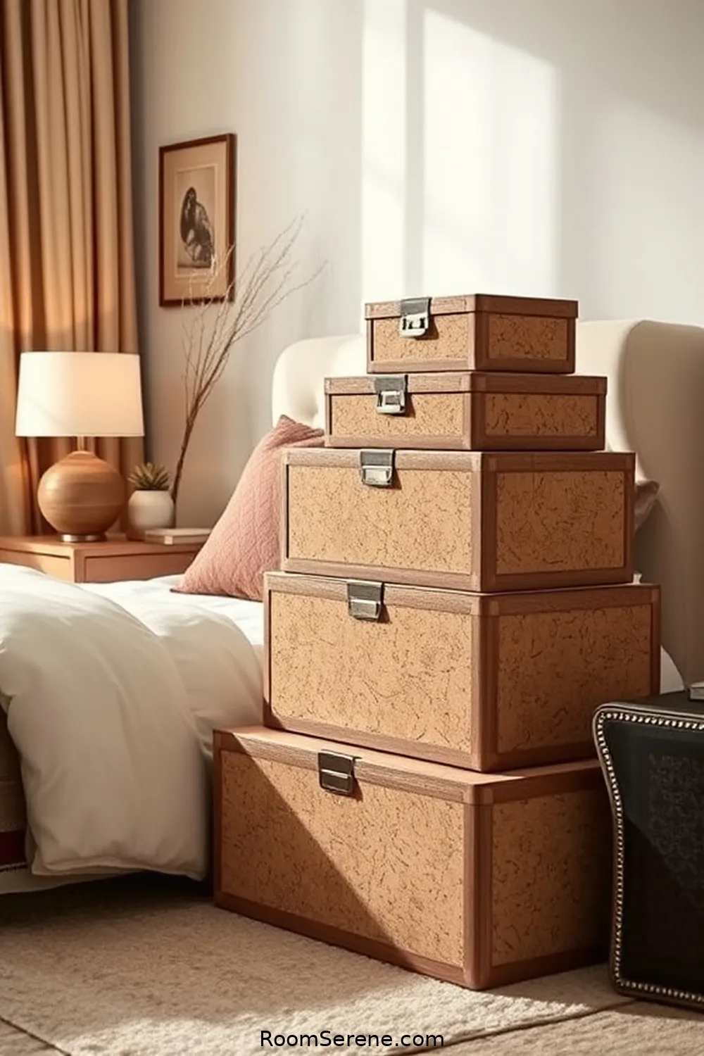 24 Ways to Achieve Bedroom Comfort and Coziness Using Cork 9 Cork Storage Boxes for Organization for 24 Ways to Achieve Bedroom Comfort and Coziness Using Cork