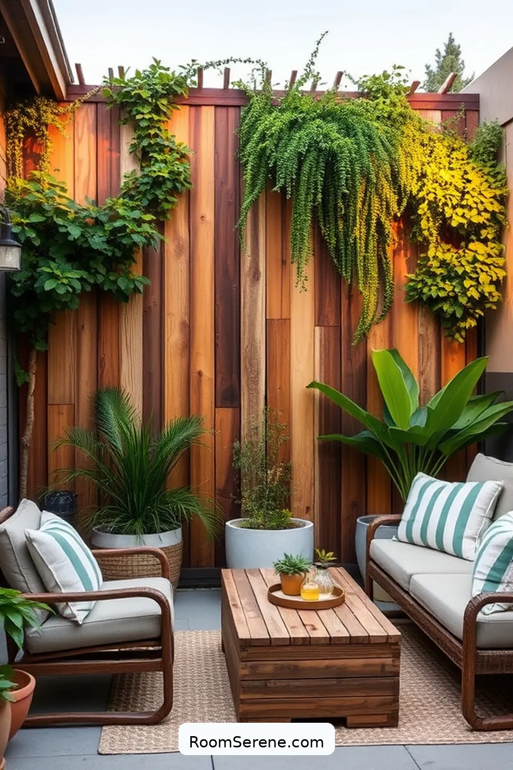 24 Ways to Create Comfort and Coziness on Your Outdoor Patio Using Reclaimed Materials 7 DIY Reclaimed Wood Privacy Screen for 24 Ways to Create Comfort and Coziness on Your Outdoor Patio Using Reclaimed Materials