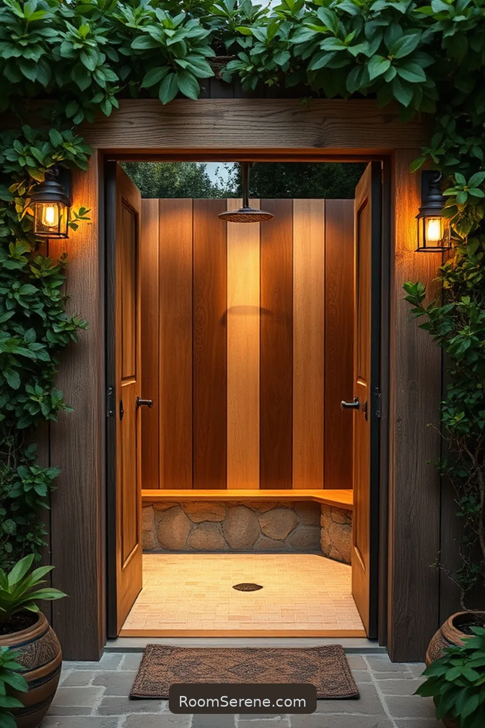 24 Ways to Create Comfort and Coziness on Your Outdoor Patio Using Reclaimed Materials 24 Old Barn Door Outdoor Shower for 24 Ways to Create Comfort and Coziness on Your Outdoor Patio Using Reclaimed Materials