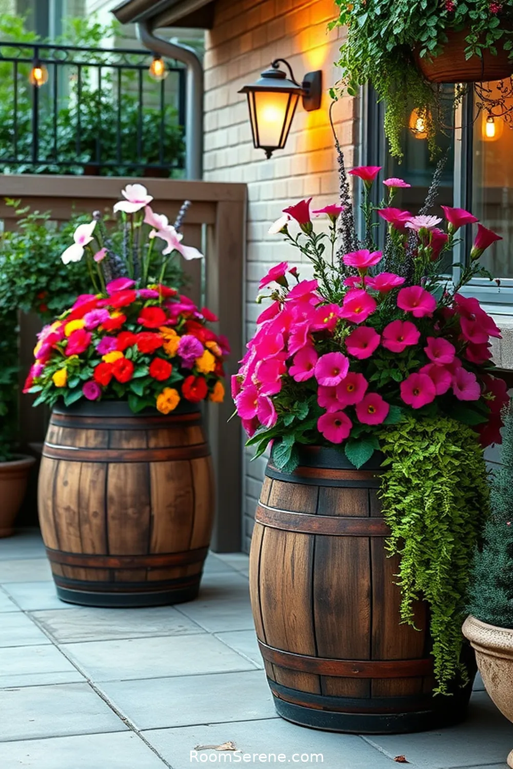 24 Ways to Create Comfort and Coziness on Your Outdoor Patio Using Reclaimed Materials 4 Upcycled Wine Barrel Planters for 24 Ways to Create Comfort and Coziness on Your Outdoor Patio Using Reclaimed Materials