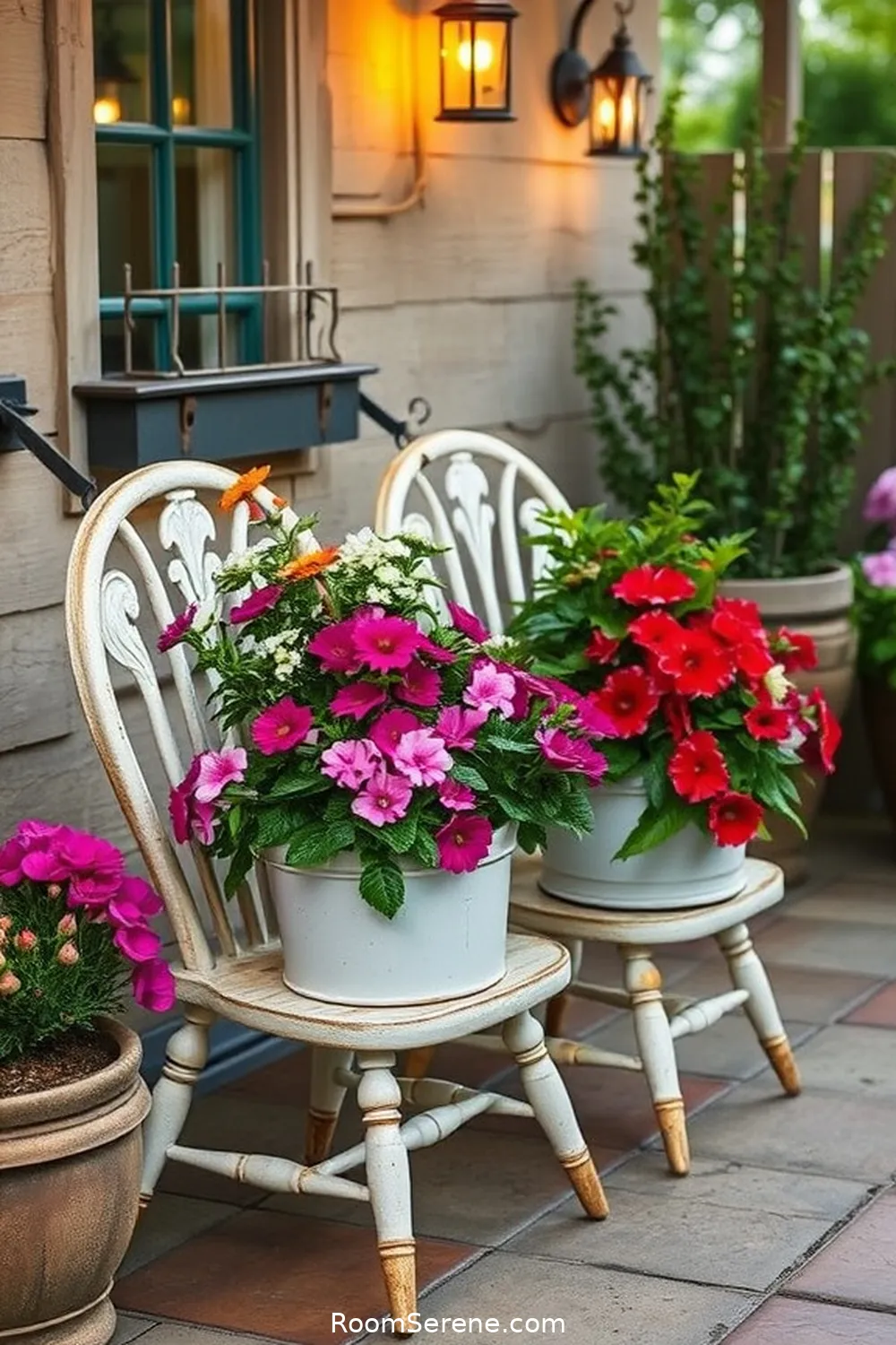 24 Ways to Create Comfort and Coziness on Your Outdoor Patio Using Reclaimed Materials 18 Vintage Chair Planters for 24 Ways to Create Comfort and Coziness on Your Outdoor Patio Using Reclaimed Materials