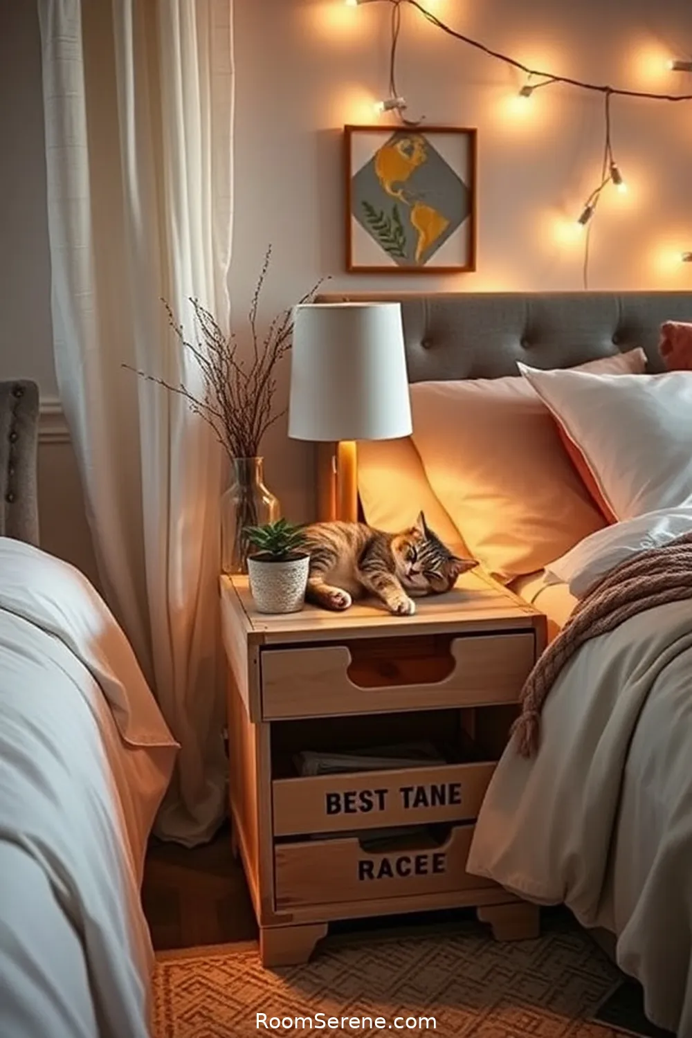 Repurposed Crate Nightstand for 25 Creative Ways to Create a Pet-Friendly Bedroom Using Reclaimed Materials