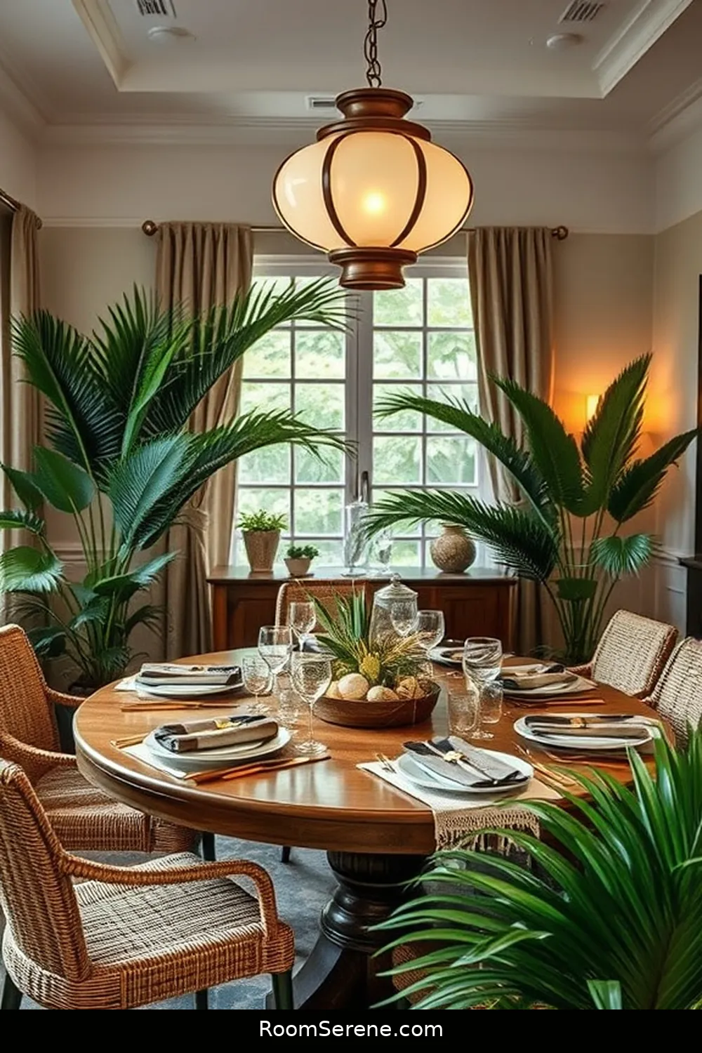 25 Inspiring Workspace Design Ideas for Your Dining Room Using Natural Fibers 19 Incorporating Palm Leaf Decor for 25 Inspiring Workspace Design Ideas for Your Dining Room Using Natural Fibers