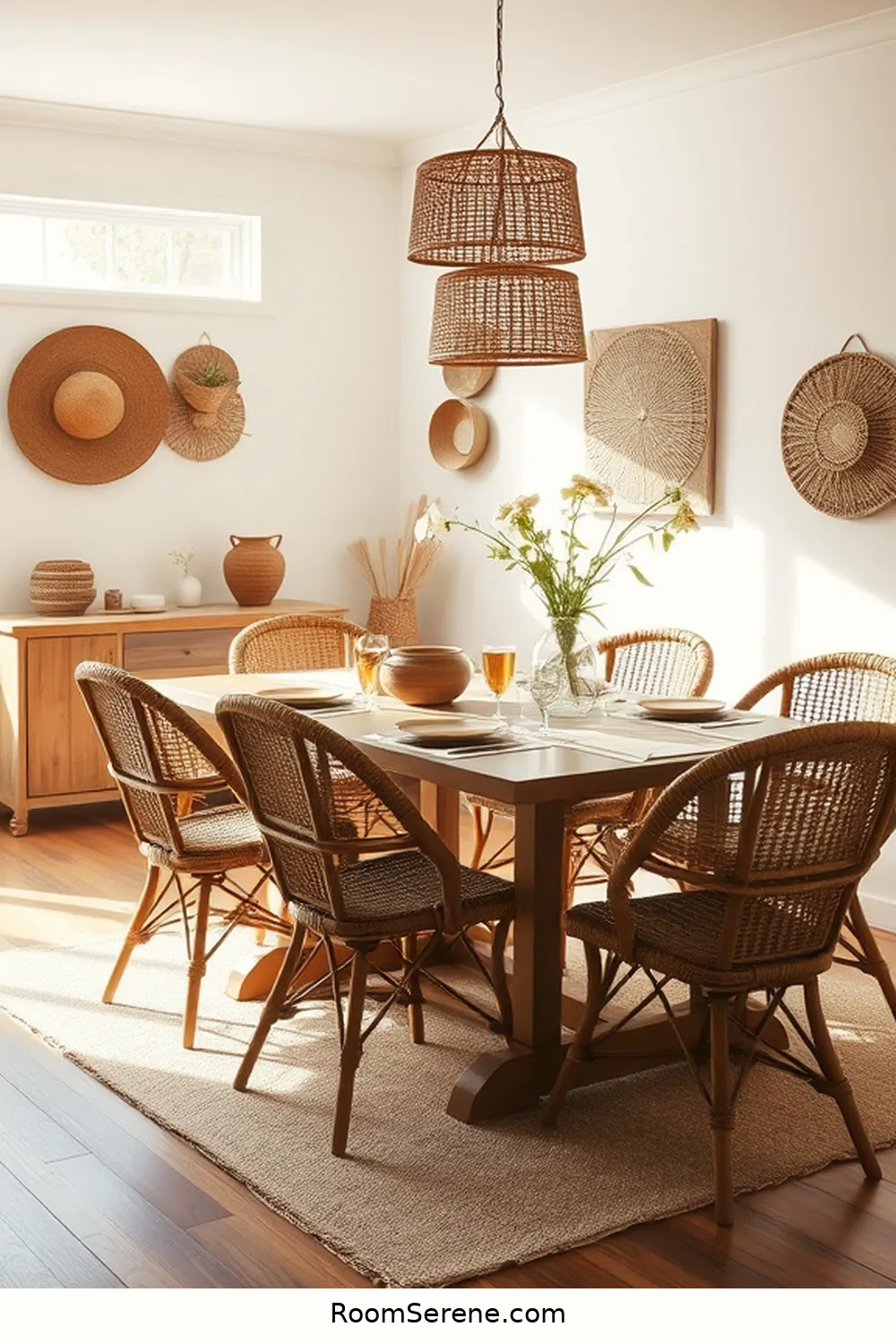 25 Inspiring Workspace Design Ideas for Your Dining Room Using Natural Fibers 10 Incorporating Rattan Elements for 25 Inspiring Workspace Design Ideas for Your Dining Room Using Natural Fibers