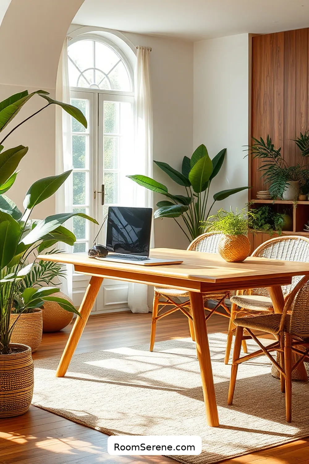 25 Inspiring Workspace Design Ideas for Your Dining Room Using Natural Fibers 3 Incorporating a Bamboo Desk for 25 Inspiring Workspace Design Ideas for Your Dining Room Using Natural Fibers