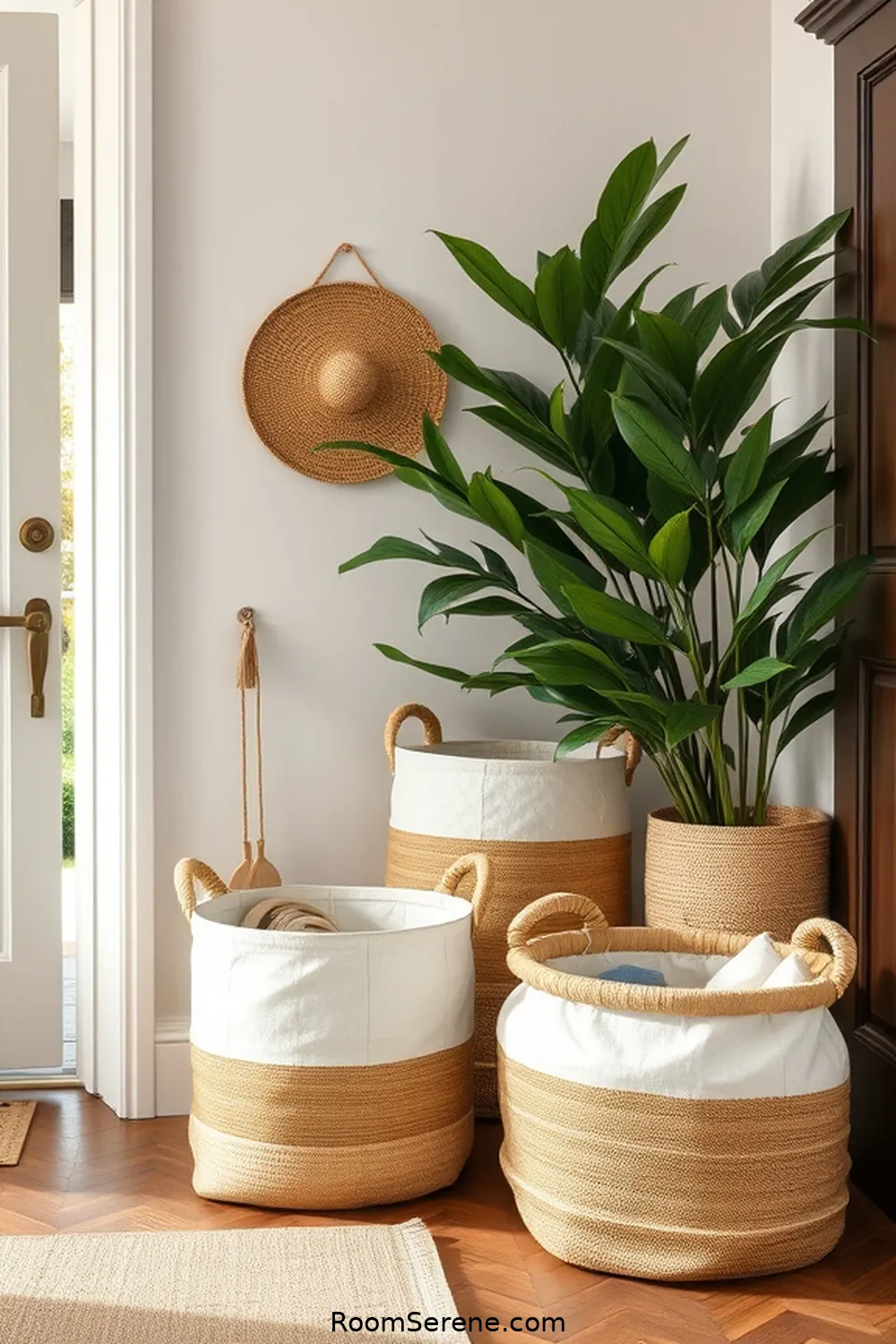 25 Smart Home Features for Your Entryway Using Organic Cotton 4 Organic Cotton Storage Baskets for 25 Smart Home Features for Your Entryway Using Organic Cotton