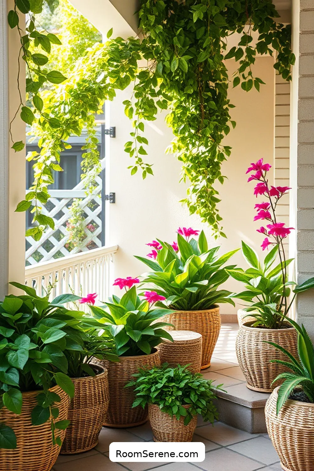 25 Tips for Achieving Outdoor Comfort and Coziness on Your Patio Using Natural Fibers 9 Add Potted Plants With Natural Fibers for 25 Tips for Achieving Outdoor Comfort and Coziness on Your Patio Using Natural Fibers