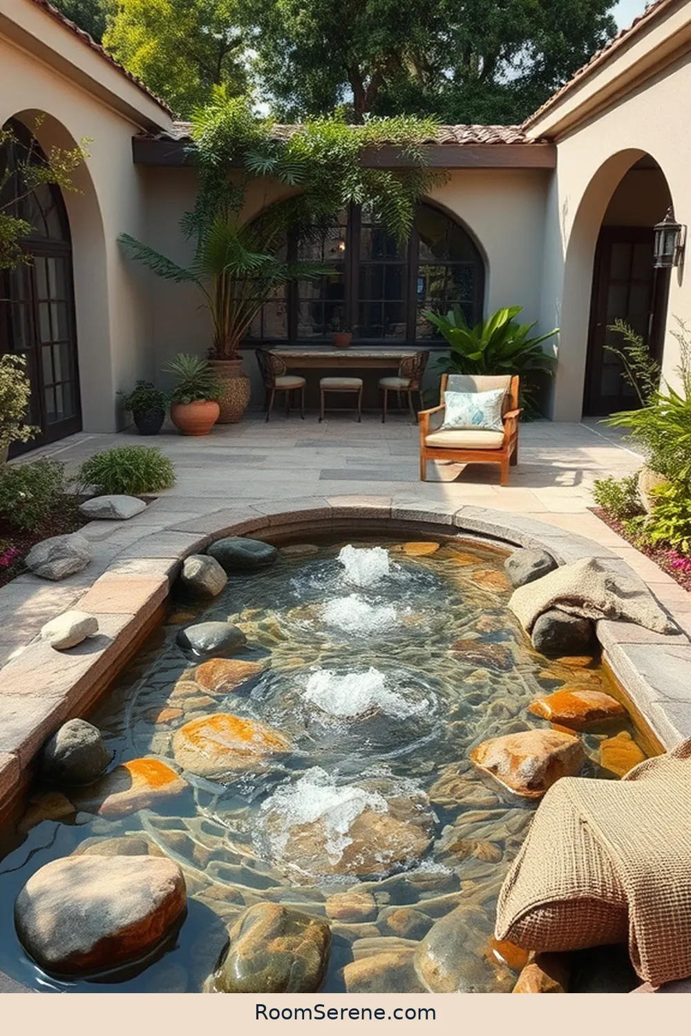 25 Tips for Achieving Outdoor Comfort and Coziness on Your Patio Using Natural Fibers 25 Incorporate a Water Feature With Natural Stones for 25 Tips for Achieving Outdoor Comfort and Coziness on Your Patio Using Natural Fibers