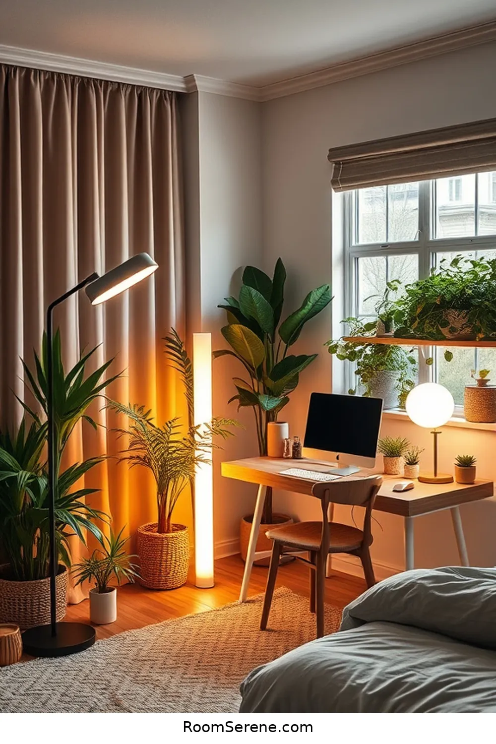 25 Tips for Designing a Bedroom Workspace Using Solar-Powered Lights 14 Consider Solar-Powered Floor Lamps for 25 Tips for Designing a Bedroom Workspace Using Solar-Powered Lights