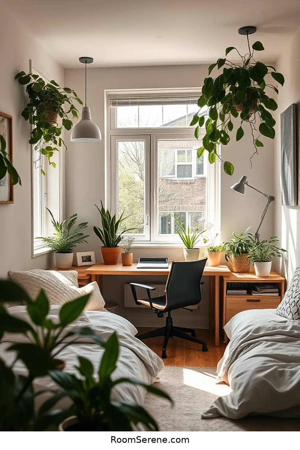 25 Tips for Designing a Bedroom Workspace Using Solar-Powered Lights 10 Personalize Your Workspace With Greenery for 25 Tips for Designing a Bedroom Workspace Using Solar-Powered Lights