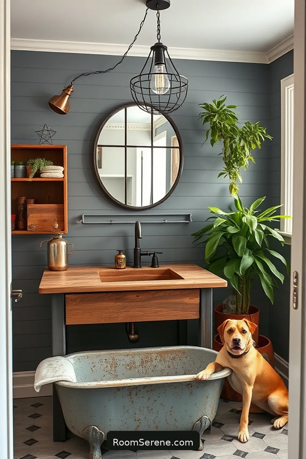 25 Tips for a Pet Friendly Bathroom Using Reclaimed Materials 21 Incorporate Vintage Lighting Fixtures for 25 Tips for a Pet Friendly Bathroom Using Reclaimed Materials