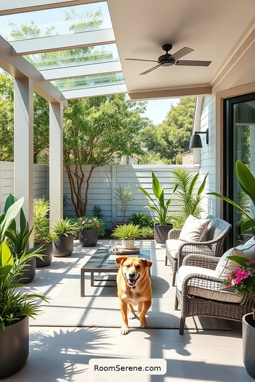 25 Tips for a Pet-Friendly Outdoor Patio Using Glass Features 12 Incorporate Glass Windbreaks for 25 Tips for a Pet-Friendly Outdoor Patio Using Glass Features