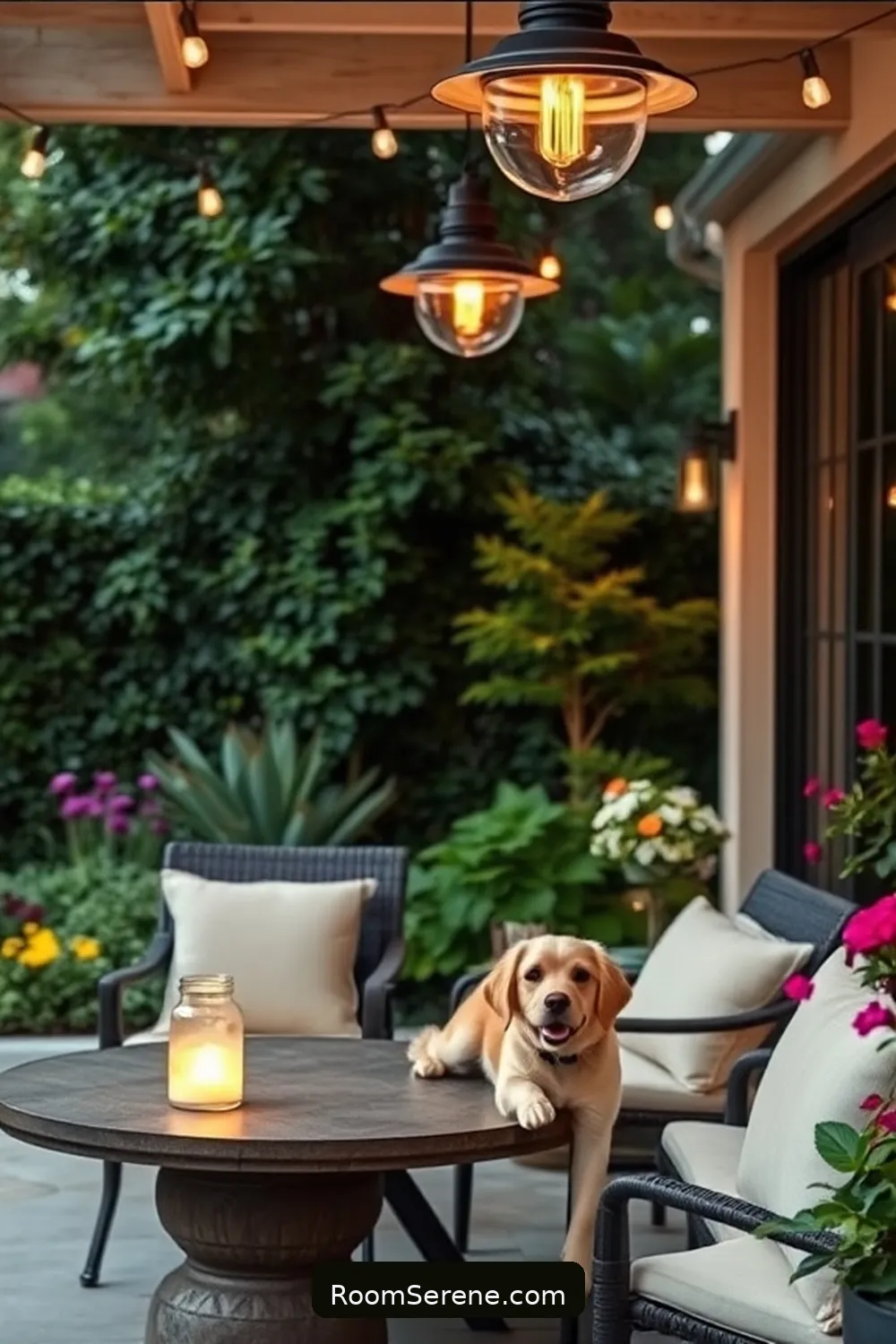25 Tips for a Pet-Friendly Outdoor Patio Using Glass Features 17 Use Glass Lighting Fixtures for Ambiance for 25 Tips for a Pet-Friendly Outdoor Patio Using Glass Features