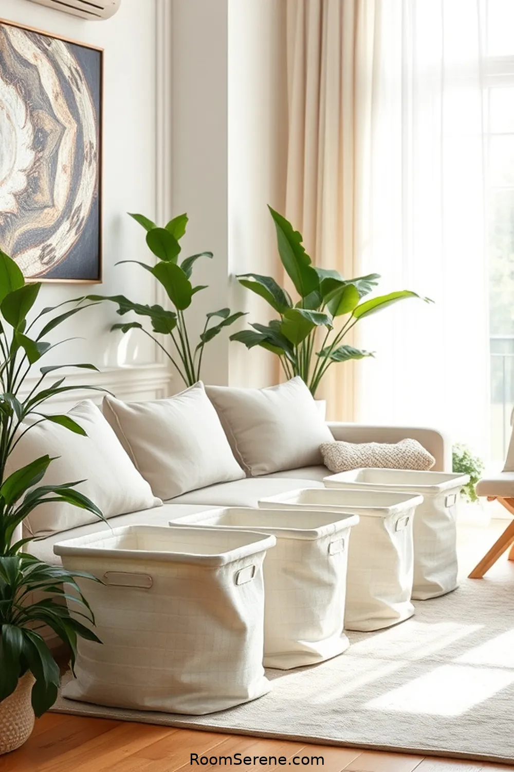 25 Ways to Boost Energy Efficiency in Your Living Room Using Organic Cotton 18 Use Organic Cotton Storage Bins for Clutter Management for 25 Ways to Boost Energy Efficiency in Your Living Room Using Organic Cotton