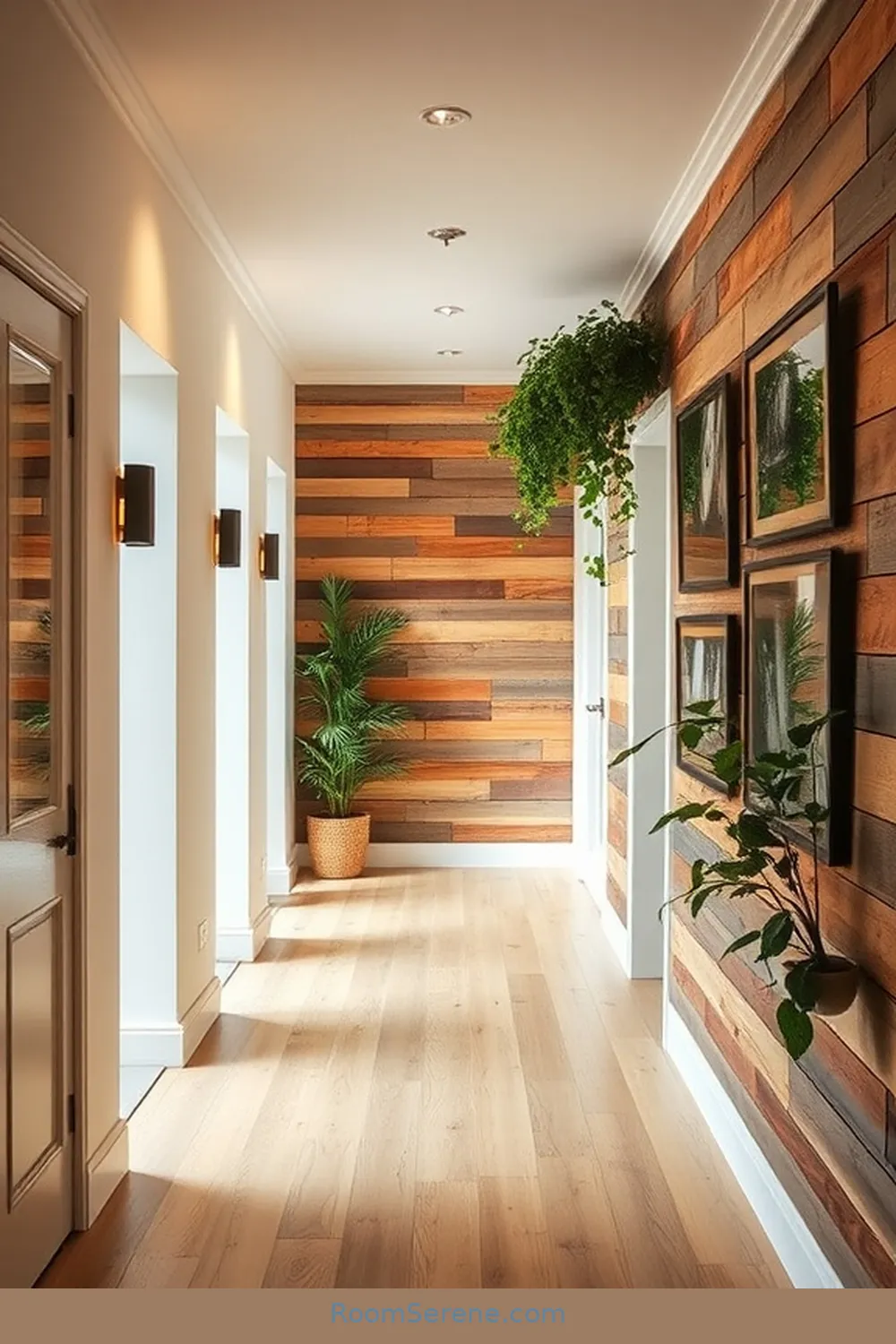 25 Ways to Create Comfort and Coziness in Your Hallway Using Recycled Wood 10 Pallet Wood Accent Wall for 25 Ways to Create Comfort and Coziness in Your Hallway Using Recycled Wood
