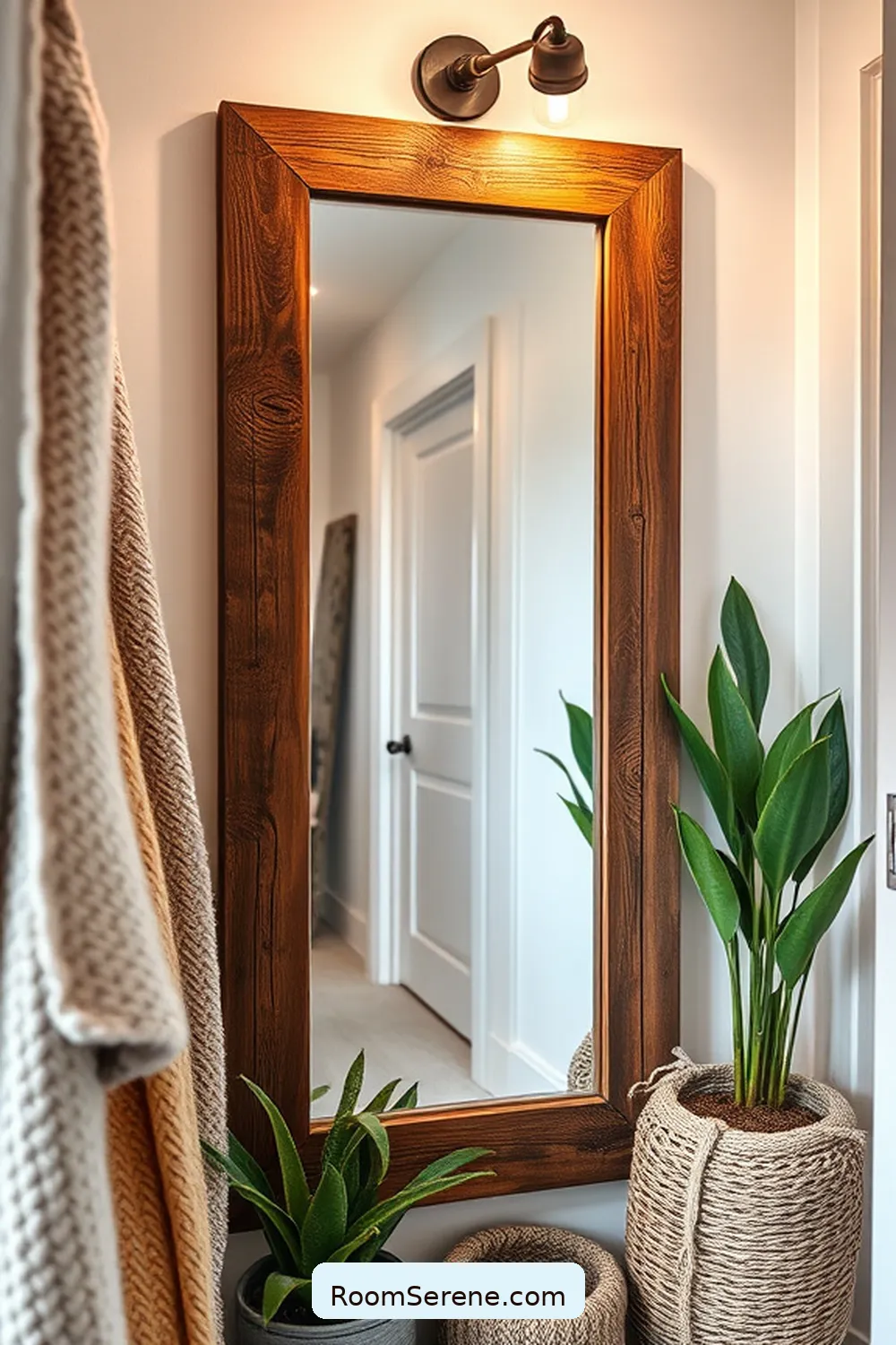 25 Ways to Create Comfort and Coziness in Your Hallway Using Recycled Wood 13 Recycled Wood Mirror Frame for 25 Ways to Create Comfort and Coziness in Your Hallway Using Recycled Wood