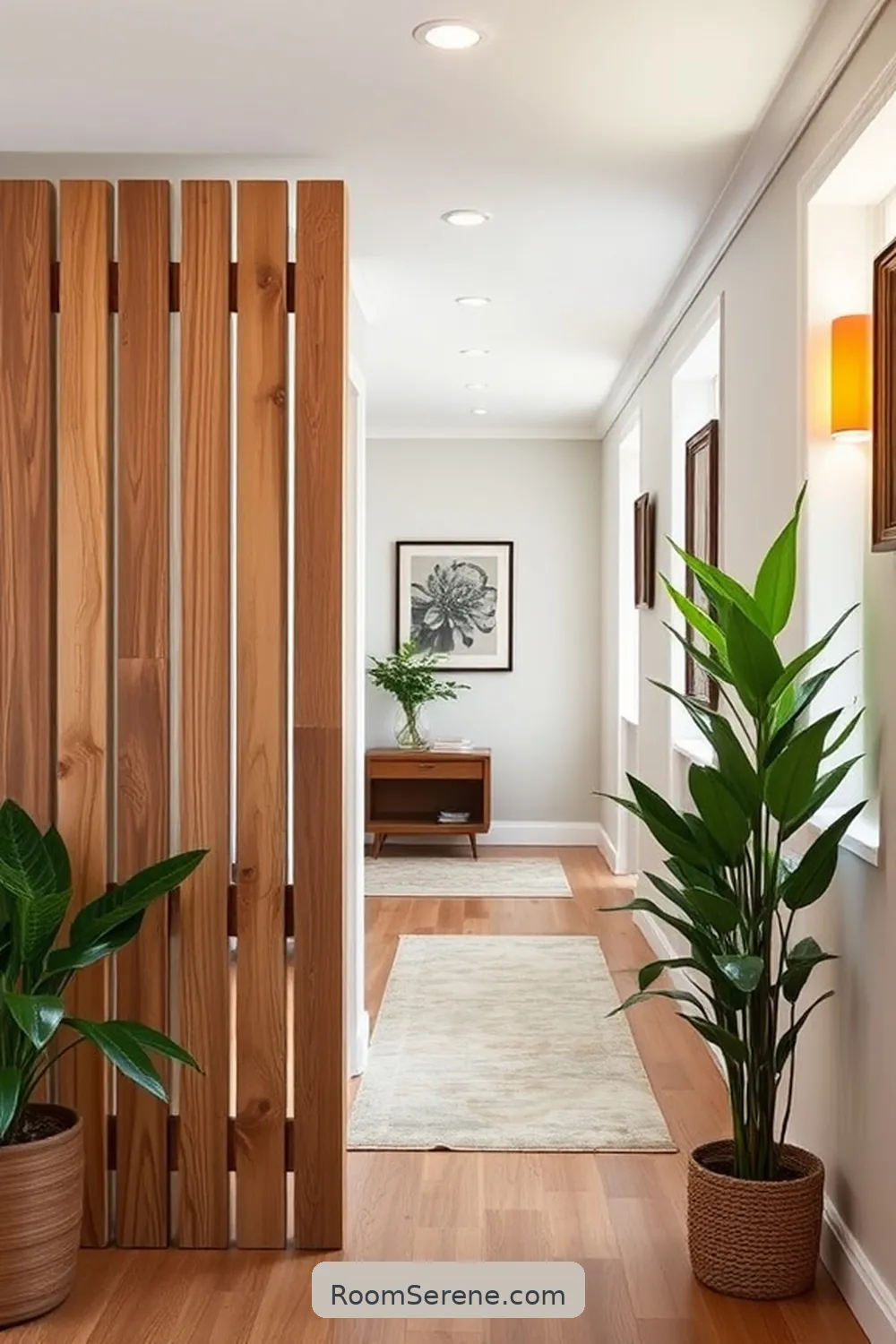 25 Ways to Create Comfort and Coziness in Your Hallway Using Recycled Wood 18 Wood Slat Room Divider for 25 Ways to Create Comfort and Coziness in Your Hallway Using Recycled Wood