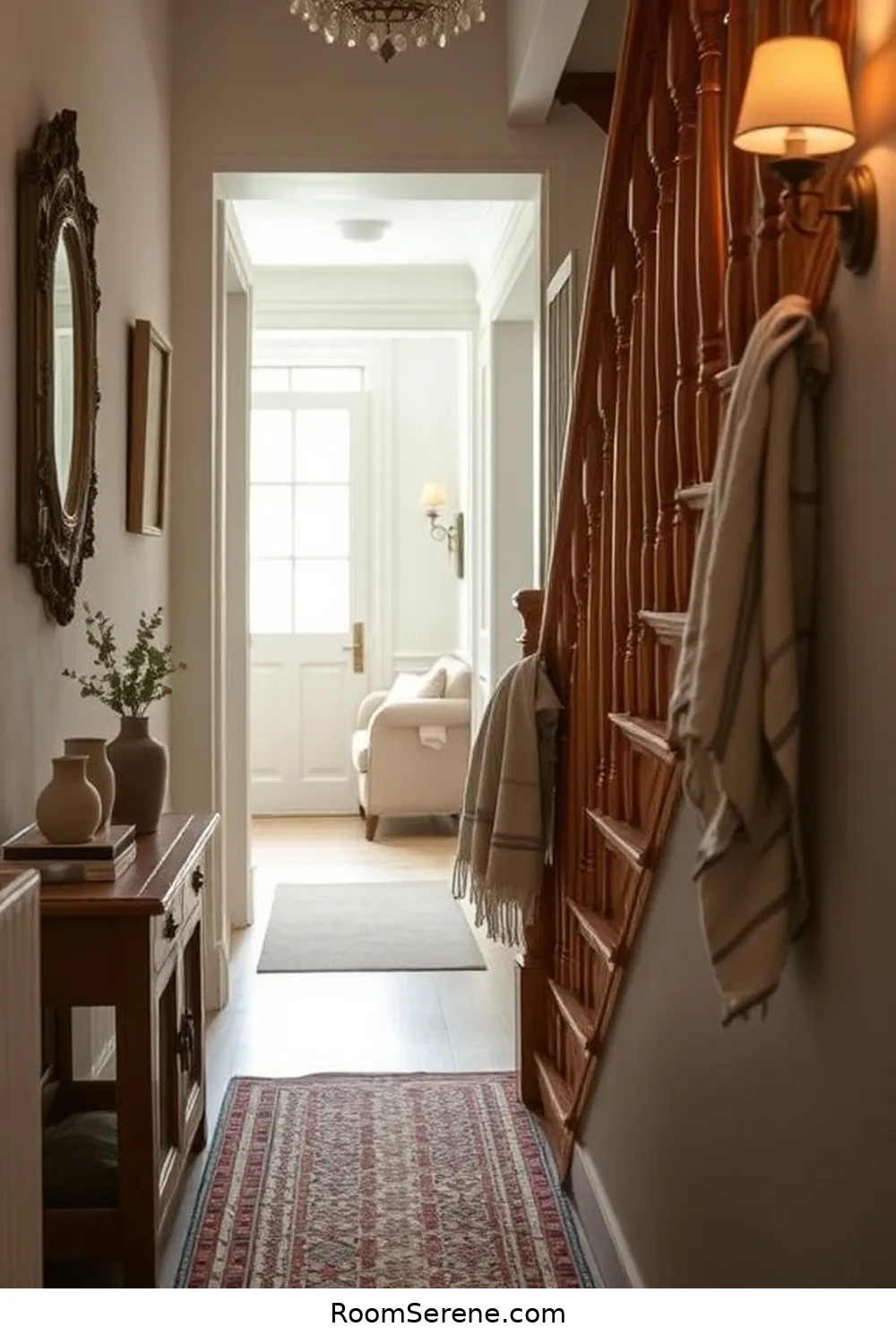 25 Ways to Create Comfort and Coziness in Your Hallway Using Recycled Wood 14 Wood Spindle Staircase Railing for 25 Ways to Create Comfort and Coziness in Your Hallway Using Recycled Wood