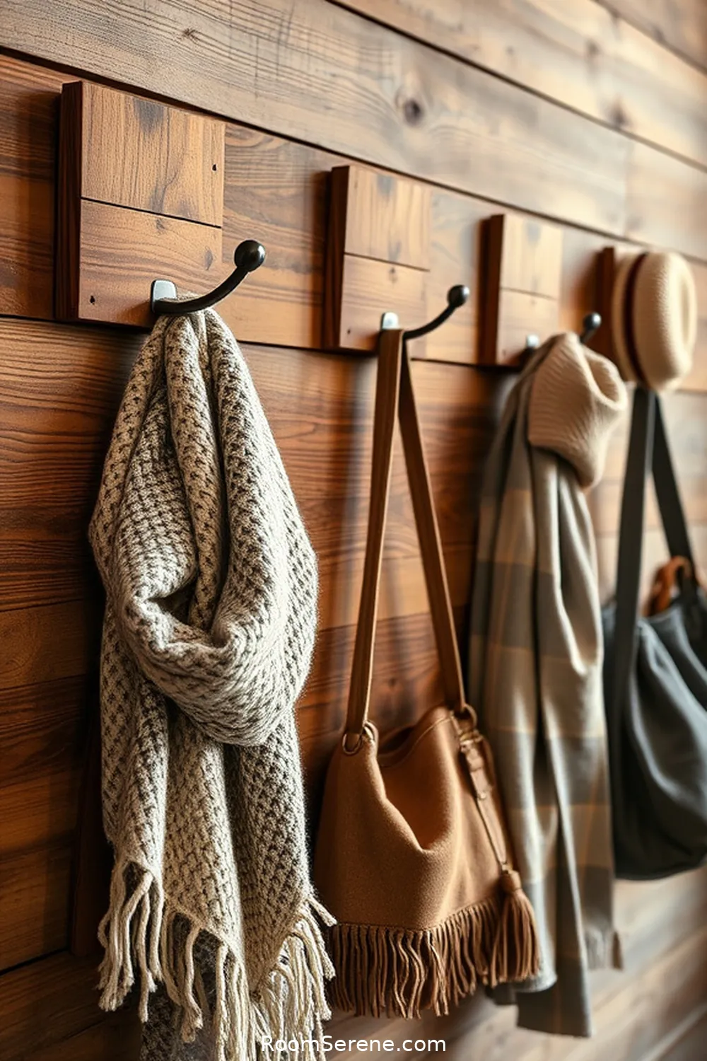 25 Ways to Create Comfort and Coziness in Your Hallway Using Recycled Wood 15 Wooden Hooks for Accessories for 25 Ways to Create Comfort and Coziness in Your Hallway Using Recycled Wood