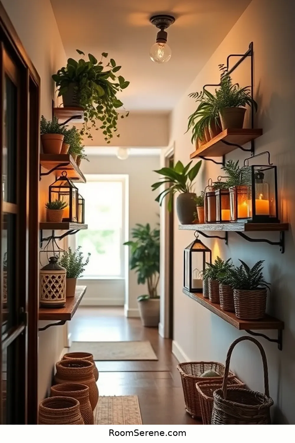 25 Ways to Create Comfort and Coziness in Your Hallway Using Recycled Wood 23 Wooden Wall Shelves for 25 Ways to Create Comfort and Coziness in Your Hallway Using Recycled Wood